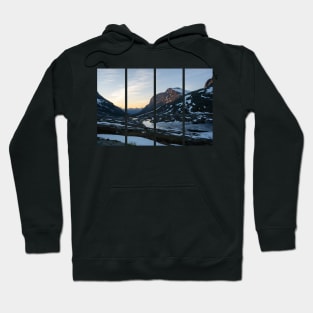 Wonderful landscapes in Norway. Vestland. Beautiful scenery of mountain valley in Rauma on the Geiranger -Trollstigen scenic route. Snowed mountains at the sunset Hoodie